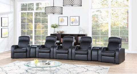 Coaster Cyrus Upholstered Recliner Living Room Set Black Model 600001-S5B
