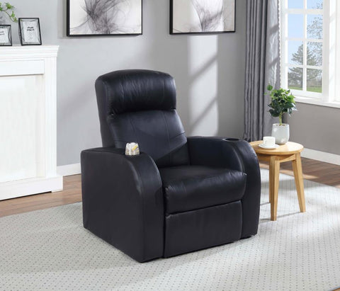 Coaster Cyrus Home Theater Upholstered Recliner Black Model 600001