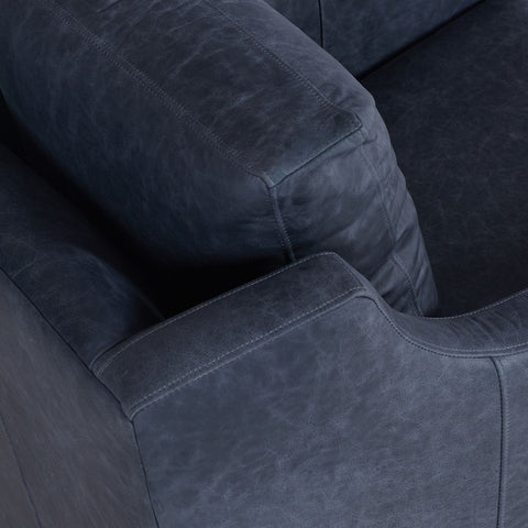 Classic Home Amador Accent Chair - Swivel Oste River Leather Deep Ocean Model 60001A4ELOSDOC