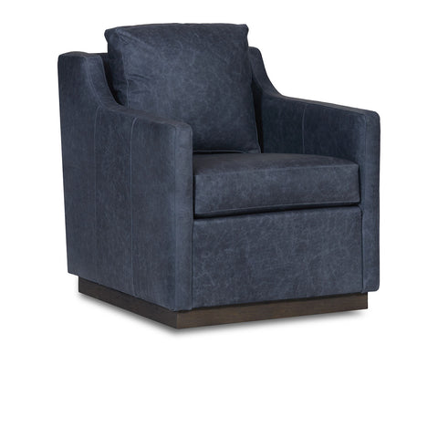 Classic Home Amador Accent Chair - Swivel Oste River Leather Deep Ocean Model 60001A4ELOSDOC