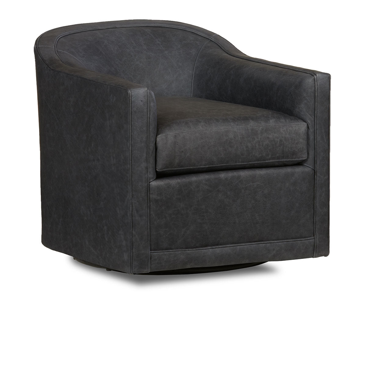 Classic Home Garza Accent Chair - Swivel Oste River Leather Deep Ocean Model 60001A4SLOSDOC