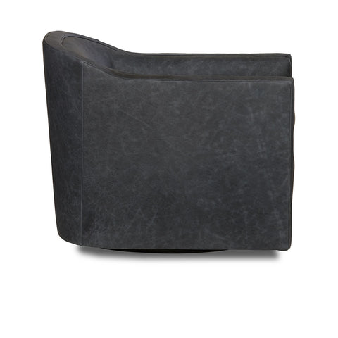 Classic Home Garza Accent Chair - Swivel Oste River Leather Deep Ocean Model 60001A4SLOSDOC
