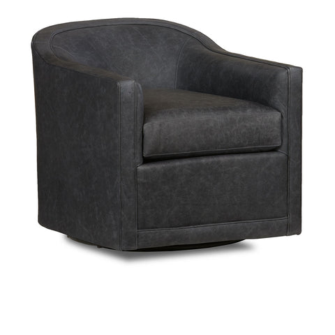 Classic Home Garza Accent Chair - Swivel Oste River Leather Deep Ocean Model 60001A4SLOSDOC