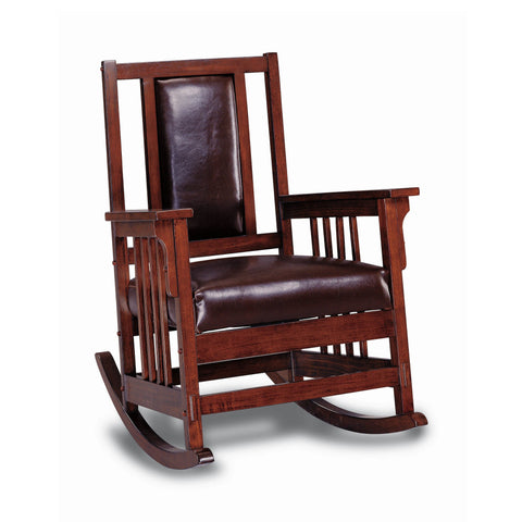 Coaster Ida Upholstered Rocking Chair Tobacco and Dark Brown Model 600058