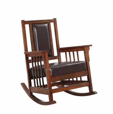 Coaster Ida Upholstered Rocking Chair Tobacco and Dark Brown Model 600058