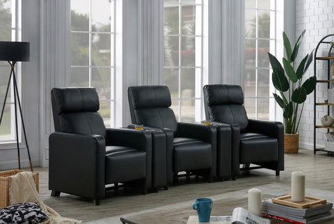Coaster Toohey Upholstered Tufted Recliner Living Room Set Black Model 600181-S3A