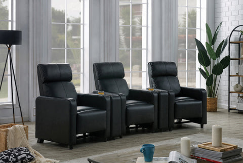 Coaster Toohey Upholstered Tufted Recliner Living Room Set Black Model 600181-S3A