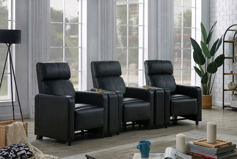 Coaster Toohey Upholstered Tufted Recliner Living Room Set Black Model 600181-S3A