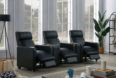 Coaster Toohey Upholstered Tufted Recliner Living Room Set Black Model 600181-S3A