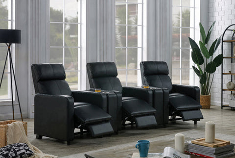 Coaster Toohey Upholstered Tufted Recliner Living Room Set Black Model 600181-S3A