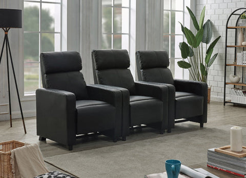 Coaster Toohey Upholstered Tufted Recliner Living Room Set Black Model 600181-S3B