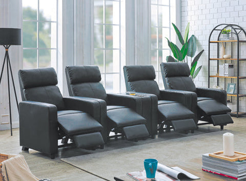 Coaster Toohey Upholstered Tufted Recliner Living Room Set Black Model 600181-S4B