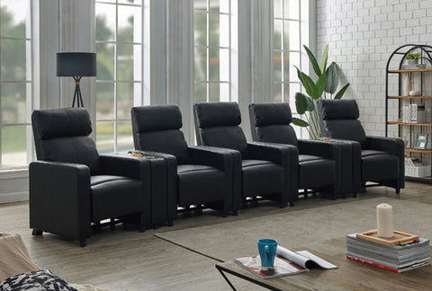 Coaster Toohey Upholstered Tufted Recliner Living Room Set Black Model 600181-S5B