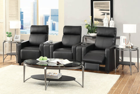 Coaster Toohey Home Theater Console Table with Two Cup Holders Black Model 600182