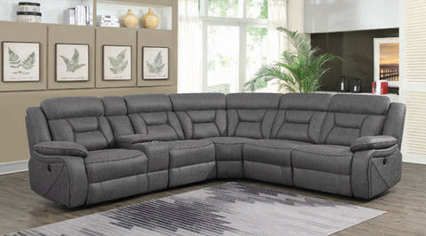 Coaster Higgins Four-Piece Upholstered Power Sectional Grey Model 600370