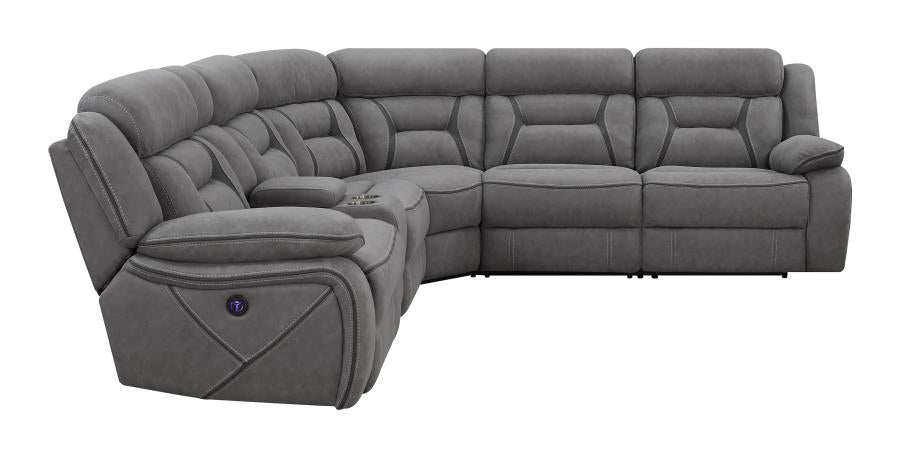 Coaster Higgins Four-Piece Upholstered Power Sectional Grey Model 600370