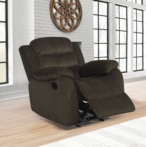 Coaster Rodman Upholstered Glider Recliner Chocolate Model 601883