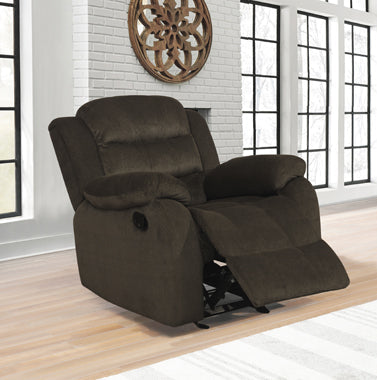 Coaster Rodman Upholstered Glider Recliner Chocolate Model 601883