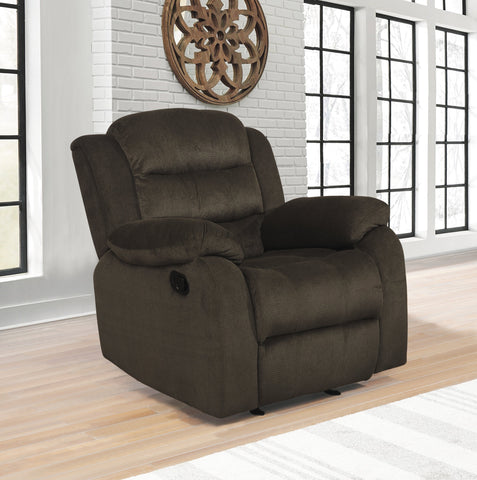 Coaster Rodman Upholstered Glider Recliner Chocolate Model 601883