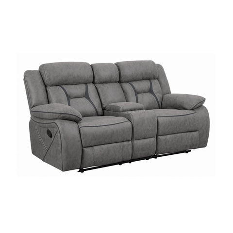 Coaster Higgins Pillow Top Arm Motion Loveseat with Console Grey Model 602262