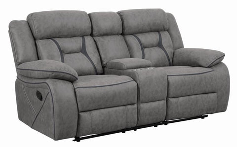 Coaster Higgins Pillow Top Arm Motion Loveseat with Console Grey Model 602262