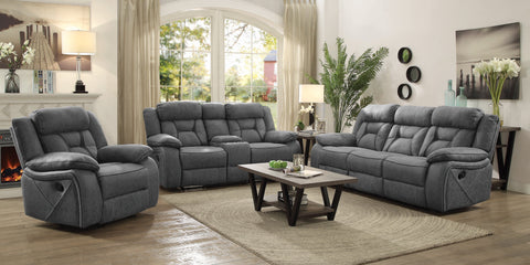 Coaster Higgins Pillow Top Arm Motion Loveseat with Console Grey Model 602262