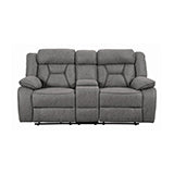 Coaster Higgins Pillow Top Arm Motion Loveseat with Console Grey Model 602262