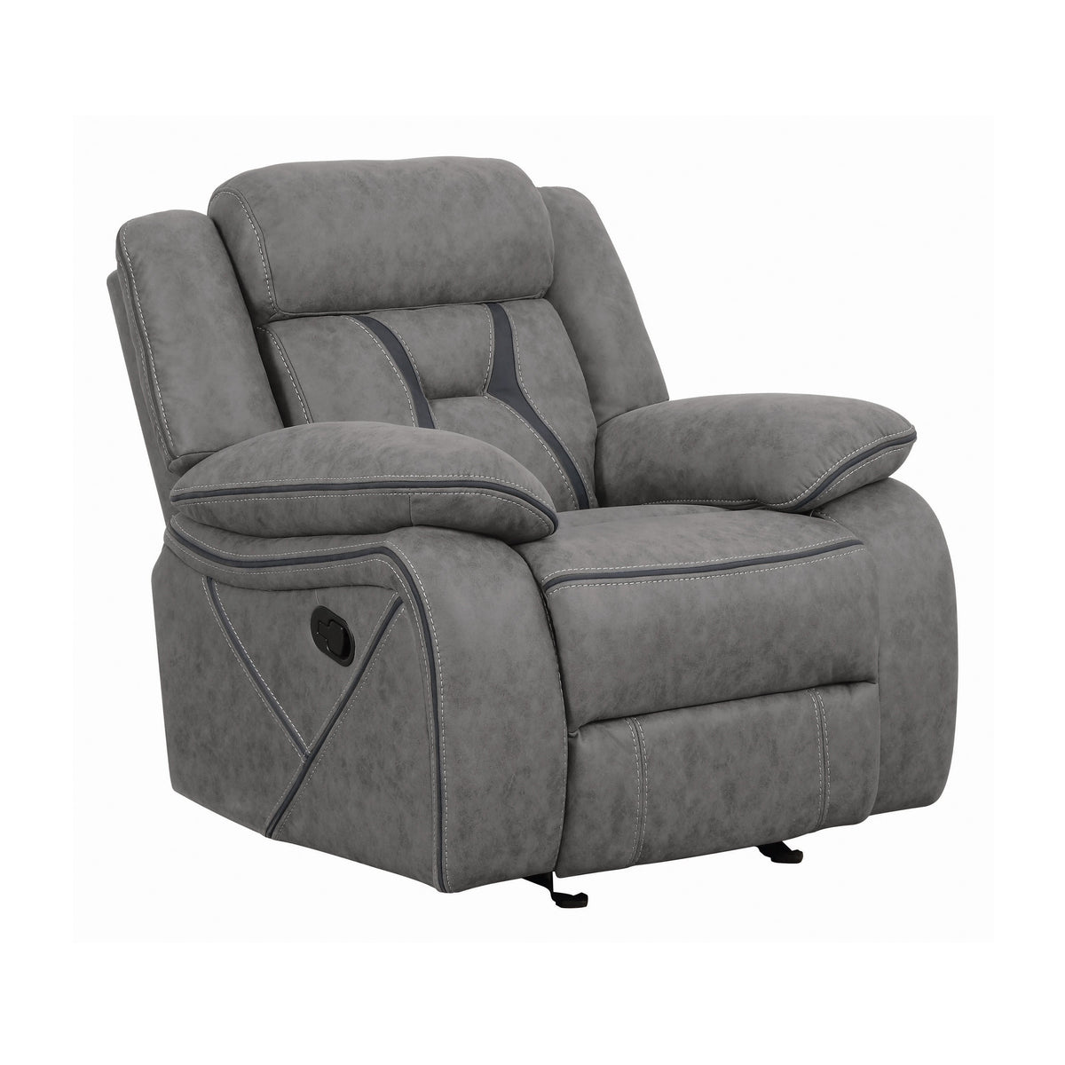 Coaster Higgins Overstuffed Upholstered Glider Recliner Grey Model 602263