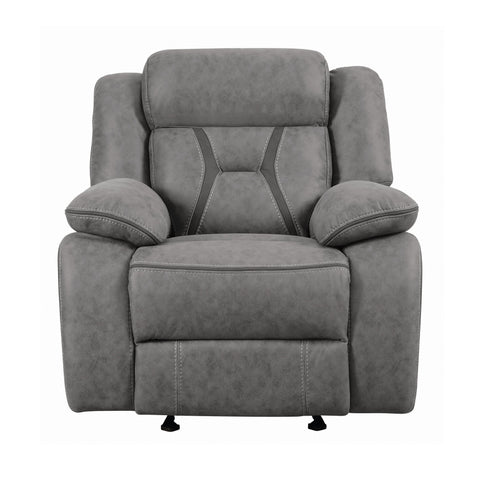 Coaster Higgins Overstuffed Upholstered Glider Recliner Grey Model 602263