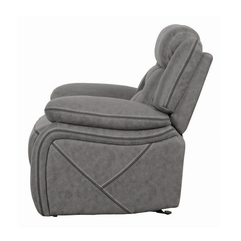 Coaster Higgins Overstuffed Upholstered Glider Recliner Grey Model 602263