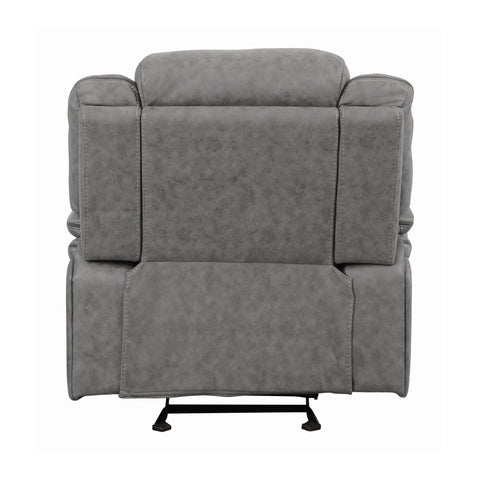 Coaster Higgins Overstuffed Upholstered Glider Recliner Grey Model 602263