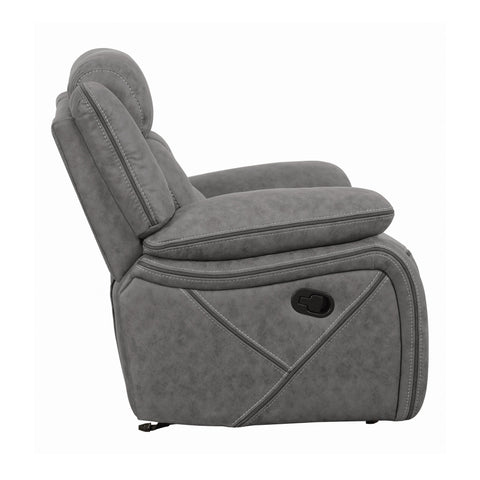 Coaster Higgins Overstuffed Upholstered Glider Recliner Grey Model 602263