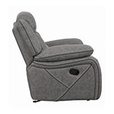 Coaster Higgins Overstuffed Upholstered Glider Recliner Grey Model 602263