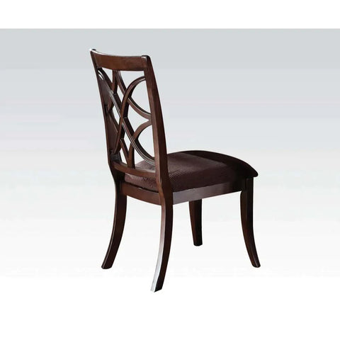 Keenan Brown Microfiber & Dark Walnut Side Chair Model 60257 By ACME Furniture
