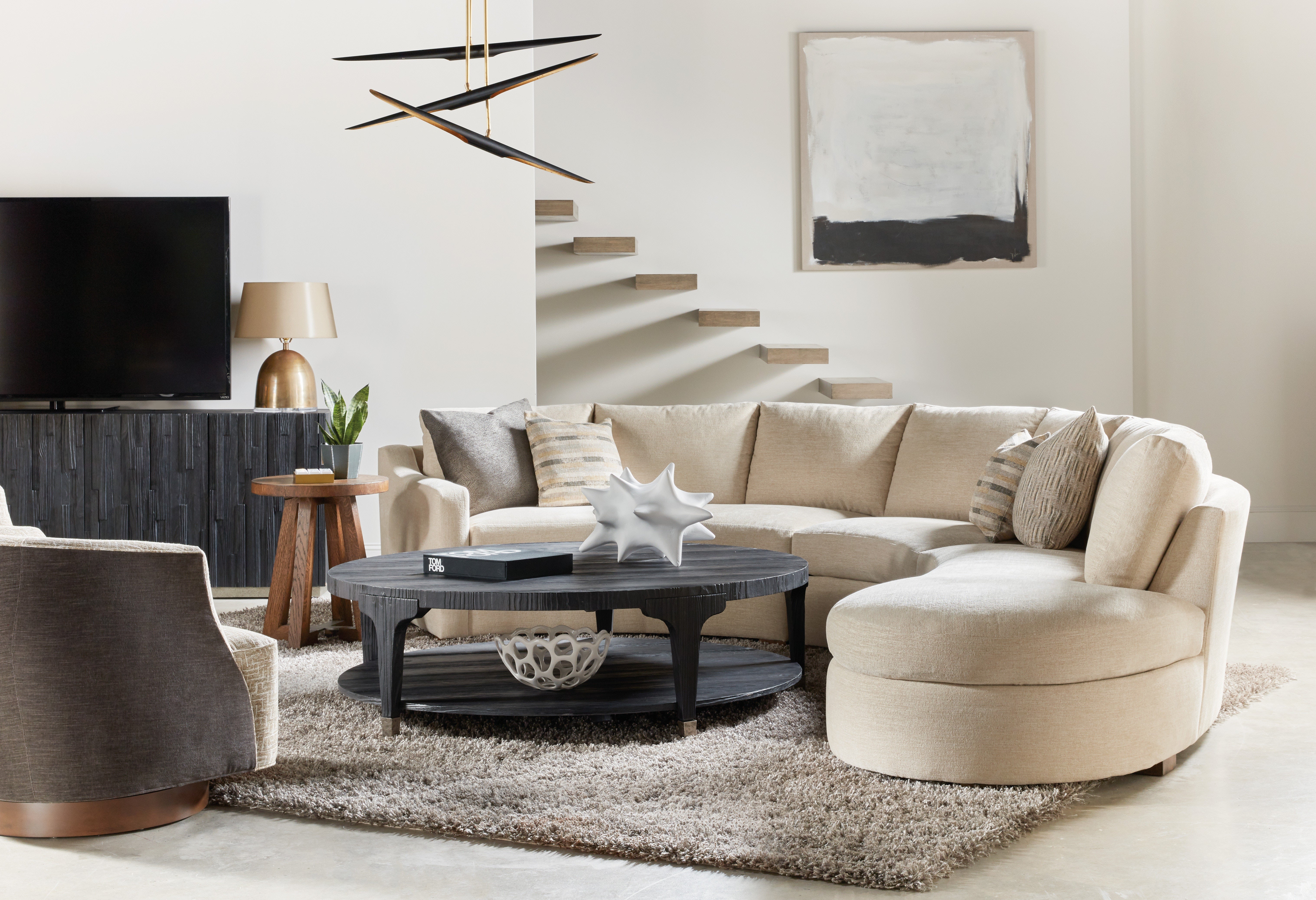 Hooker Furniture Living Room Chapman Shou Sugi Ban Round Cocktail Table