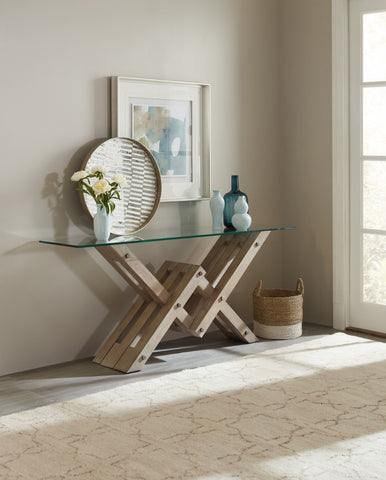 Hooker Furniture Living Room Affinity Glass Top Accent Console