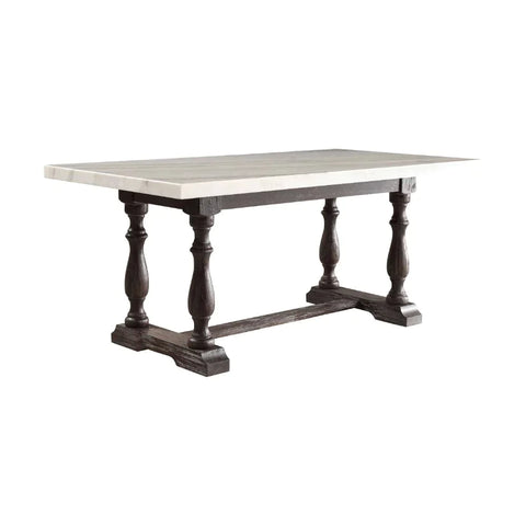 Gerardo White Marble & Weathered Espresso Dining Table Model 60820 By ACME Furniture