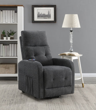 Coaster Howie Tufted Upholstered Power Lift Recliner Charcoal Model 609403P