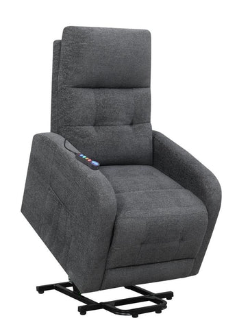 Coaster Howie Tufted Upholstered Power Lift Recliner Charcoal Model 609403P