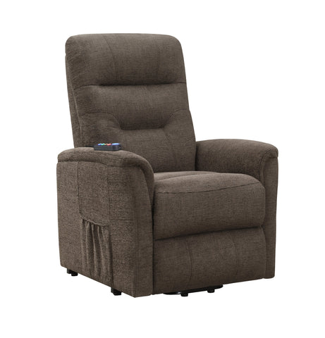 Coaster Henrietta Power Lift Recliner with Storage Pocket Brown Model 609404P