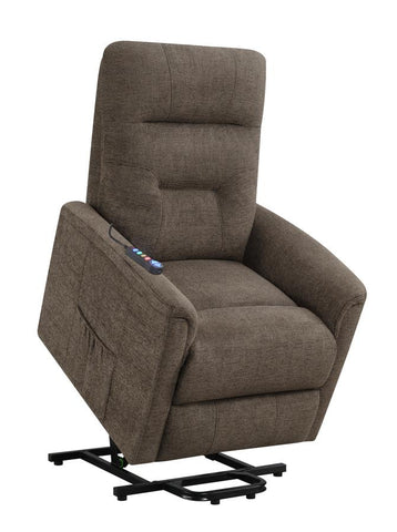 Coaster Henrietta Power Lift Recliner with Storage Pocket Brown Model 609404P
