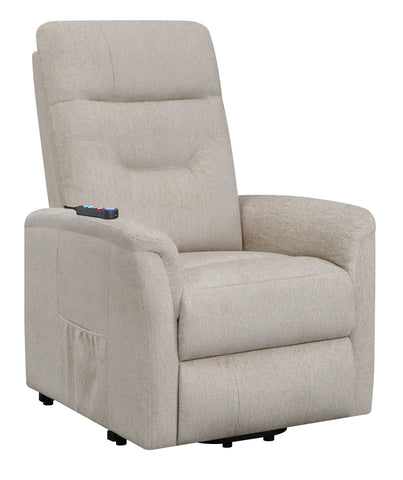 Coaster Henrietta Power Lift Recliner with Storage Pocket Beige Model 609405P