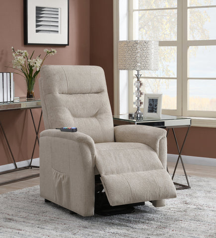Coaster Henrietta Power Lift Recliner with Storage Pocket Beige Model 609405P