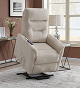 Coaster Henrietta Power Lift Recliner with Storage Pocket Beige Model 609405P