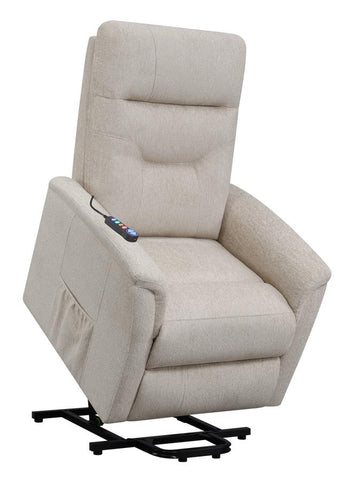 Coaster Henrietta Power Lift Recliner with Storage Pocket Beige Model 609405P