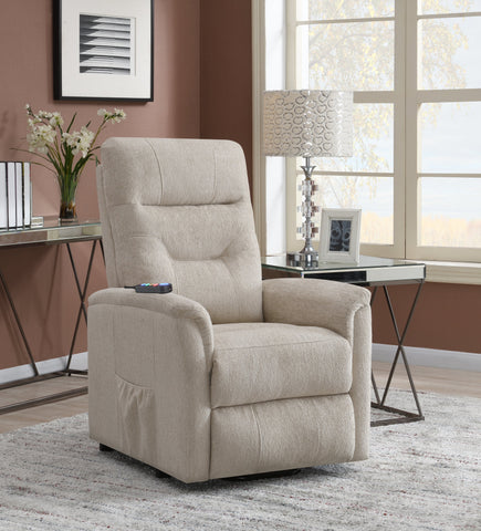 Coaster Henrietta Power Lift Recliner with Storage Pocket Beige Model 609405P