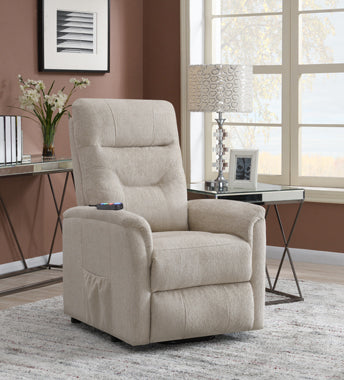 Coaster Henrietta Power Lift Recliner with Storage Pocket Beige Model 609405P