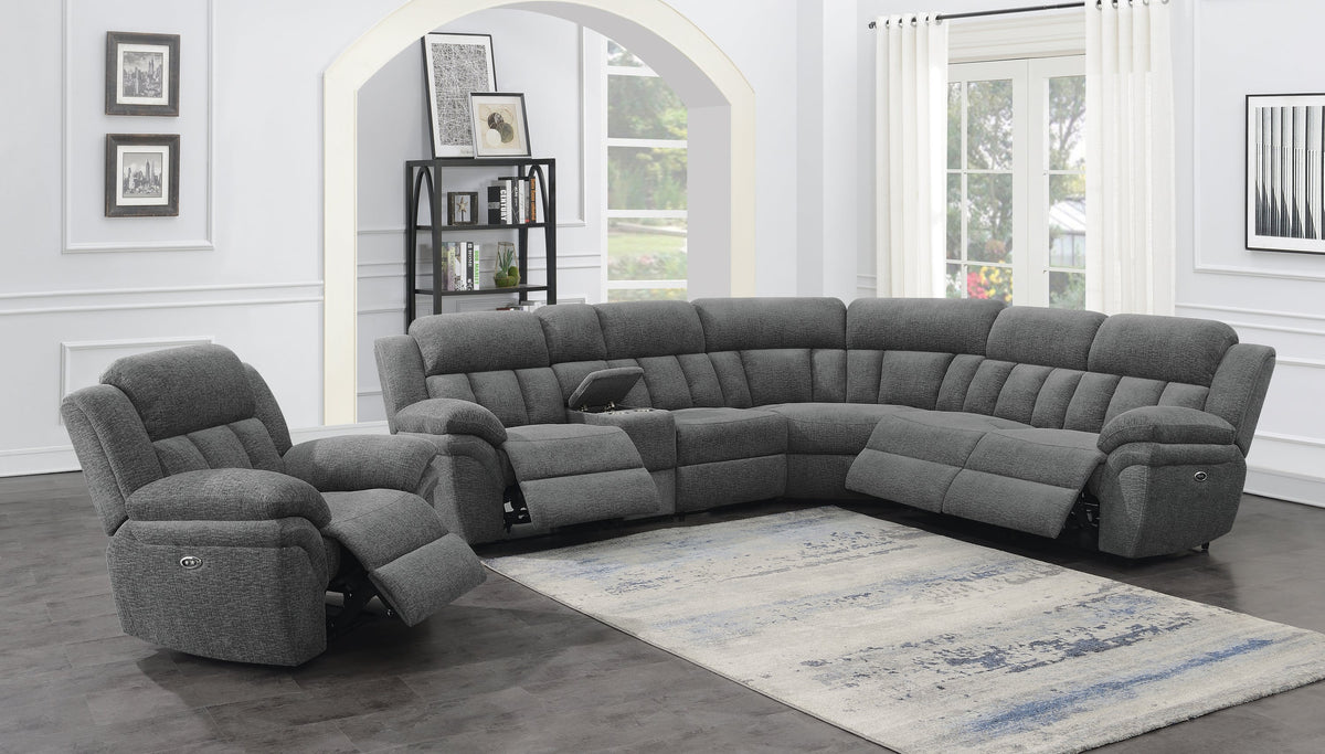 Coaster Bahrain 6-piece Upholstered Power Sectional Charcoal Model 609540P