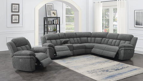 Coaster Bahrain 6-piece Upholstered Motion Sectional Charcoal Model 609540