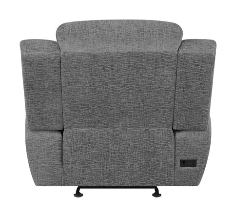 Coaster Bahrain Upholstered Power Glider Recliner Charcoal Model 609543P